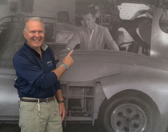 Fifty years on, Peter Brock poses with Peter Brock and the prototype Daytona,